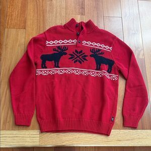 Chaps‎ men's red pullover sweater with a moose and snowflake Christmas Holiday S